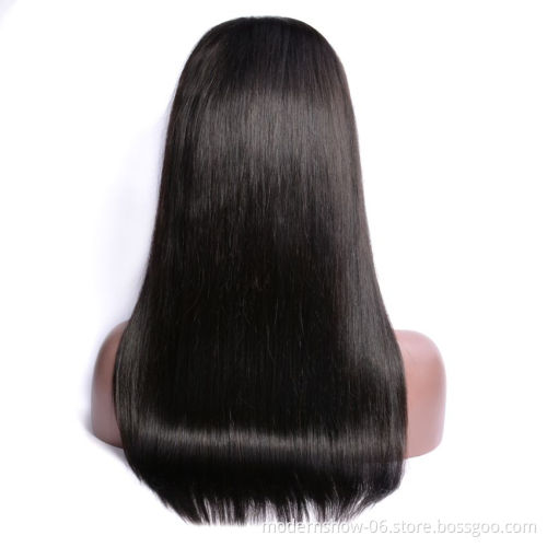 Human Hair Lace Wigs with Bangs 150 180 Density Straight 100% Virgin Remy Human Hair Lace Front Wig Brazilian Hair Swiss Lace